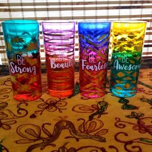 TMD Holdings 4 Inspirational Glasses Be Awesome, Beautiful, Fearless, Strong.